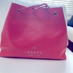 Gucci Gifford Red Braided Handle Leather Bag.